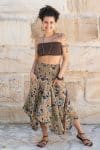 Womens, Coco Skirt, 100% cotton, hand block print. In Autumn toned - Myridia