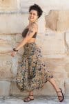 Womens, Coco Skirt, 100% cotton, hand block print. In Autumn toned - Myridia