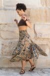 Womens, Coco Skirt, 100% cotton, hand block print. In Autumn toned - Myridia