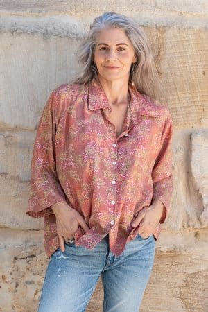Womens, Vintage Sari Amira blouse - silk - in soft tones - Amala