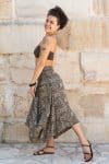 Womens, Coco Skirt, 100% cotton, hand block print. In natural dye - Kassis Tahlia
