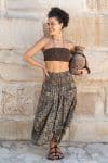 Womens, Coco Skirt, 100% cotton, hand block print. In natural dye - Kassis Tahlia