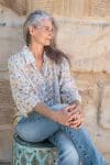 Womens, Vintage Sari Amira blouse - cotton - in soft tones - Elan