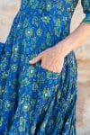 Womens, midi, Flamenco Dress, 100% Cotton, hand block print. Blue Green - Wren