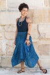 Womens, Coco Skirt, 100% cotton, hand block print. In natural Indigo Tala