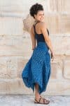 Womens, Coco Skirt, 100% cotton, hand block print. In natural Indigo Tala