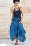 Womens, Coco Skirt, 100% cotton, hand block print. In natural Indigo Tala