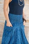 Womens, Coco Skirt, 100% cotton, hand block print. In natural Indigo Tala