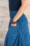 Womens, Coco Skirt, 100% cotton, hand block print. In natural Indigo Tala