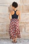 Womens, Coco Skirt, 100% cotton, hand block print. In vibrant red and blue Pomeray print