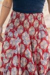 Womens, Coco Skirt, 100% cotton, hand block print. In vibrant red and blue Pomeray print