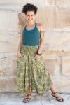 Womens, Coco Skirt, 100% cotton, hand block print. In vibrant green Edentree print