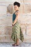 Womens, Coco Skirt, 100% cotton, hand block print. In vibrant green Edentree print