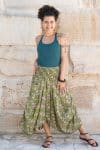 Womens, Coco Skirt, 100% cotton, hand block print. In vibrant green Edentree print
