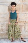 Womens, Coco Skirt, 100% cotton, hand block print. In vibrant green Edentree print