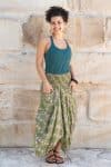 Womens, Coco Skirt, 100% cotton, hand block print. In vibrant green Edentree print