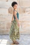 Womens, Coco Skirt, 100% cotton, hand block print. In vibrant green Edentree print