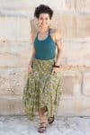 Womens, Coco Skirt, 100% cotton, hand block print. In vibrant green Edentree print