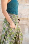Womens, Coco Skirt, 100% cotton, hand block print. In vibrant green Edentree print