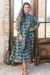 Womens Erika dress, 100% cotton, hand block print. In natural Naspal Figaris print.