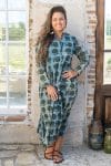 Womens Erika dress, 100% cotton, hand block print. In natural Naspal Figaris print.