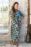 Womens Erika dress, 100% cotton, hand block print. In natural Naspal Figaris print.