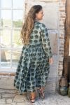 Womens Erika dress, 100% cotton, hand block print. In natural Naspal Figaris print.