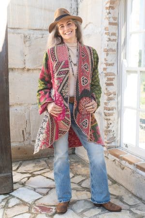 Womens, Tundra Kantha Duster, reversible, handmade from 100% cotton recycled Vintage fabrics, in Kala