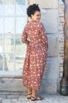 Womens Erika dress, 100% cotton, hand block print. In natural Begru Jivana print.