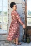 Womens Erika dress, 100% cotton, hand block print. In natural Begru Jivana print.