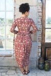 Womens Erika dress, 100% cotton, hand block print. In natural Begru Jivana print.