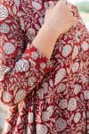 Womens Erika dress, 100% cotton, hand block print. In natural Begru Jivana print.