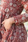 Womens Erika dress, 100% cotton, hand block print. In natural Begru Jivana print.