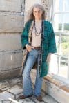 Womens, Kantha Dust Coat, reversible, handmade from 100% cotton recycled Vintage fabrics, in Aziel