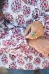 Womens, Indira blouse, long sleeve, 100% cotton, hand block print. In pink floral Parisa print.
