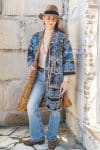 Womens, Kantha Dust Coat, reversible, handmade from 100% cotton recycled Vintage fabrics, in Sitar