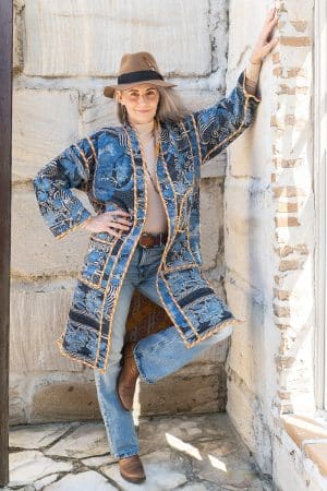 Womens, Kantha Dust Coat, reversible, handmade from 100% cotton recycled Vintage fabrics, in Sitar
