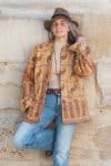Womens, Rustic Kantha Jacket, handmade from 100% cotton recycled Vintage fabrics, in Halva