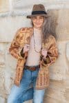 Womens, Rustic Kantha Jacket, handmade from 100% cotton recycled Vintage fabrics, in Halva