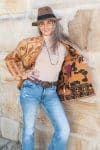 Womens, Rustic Kantha Jacket, handmade from 100% cotton recycled Vintage fabrics, in Halva