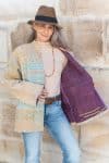 Womens, Rustic Kantha Jacket, handmade from 100% cotton recycled Vintage fabrics, in Romi
