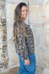 Womens, Sahana blouse, long sleeve, 100% cotton, hand block print. In natural Kassis Suri print.