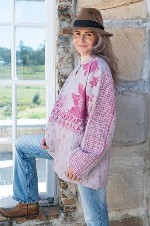 Womens, Rustic Kantha Jacket, handmade from 100% cotton recycled Vintage fabrics, in Demi