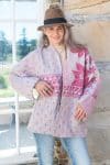 Womens, Rustic Kantha Jacket, handmade from 100% cotton recycled Vintage fabrics, in Demi