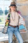 Womens, Rustic Kantha Jacket, handmade from 100% cotton recycled Vintage fabrics, in Demi