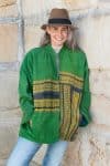 Womens, Rustic Kantha Jacket, handmade from 100% cotton recycled Vintage fabrics, in Moss green