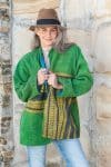 Womens, Rustic Kantha Jacket, handmade from 100% cotton recycled Vintage fabrics, in Moss green