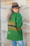 Womens, Rustic Kantha Jacket, handmade from 100% cotton recycled Vintage fabrics, in Moss green