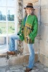 Womens, Rustic Kantha Jacket, handmade from 100% cotton recycled Vintage fabrics, in Moss green