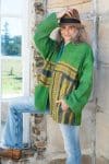 Womens, Rustic Kantha Jacket, handmade from 100% cotton recycled Vintage fabrics, in Moss green